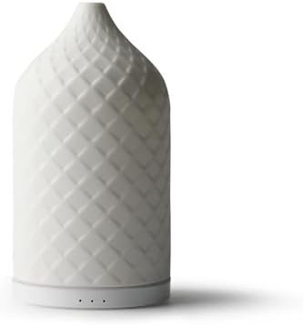 Essential Oil Diffuser for Home, Ceramic Aromatherapy Diffuser for Essential Oils, 120ml Oil Diffuser with Waterless Auto-Off and 7 LED Lights for Large Room Yoga Spa (White) by ZEIGGALAB