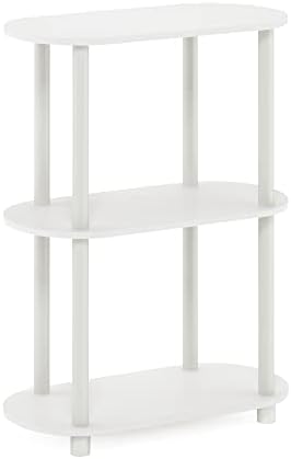 Furinno Turn-N-Tube No Tools 3-Tier Modern Oval Side Display Rack, White/Virgin White - Image 6