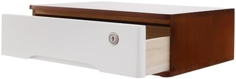 Wooden Desktop Storage Box with Lockable Drawers, Flat File Cabinet Drawer Desktop Storage Box, Countertop Storage Cabinet for Office Home Toiletries Supplies Vanity (walnut+white, 1 Drawer) by LKOEWQZAMX