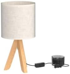 HAITRAL Small Bedside Table Lamp - Wooden Tripod Nightstand Lamp - Image 4