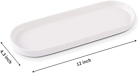 Ceramic Sink Tray, Suit for Bathroom Counter, Bathtub, Cosmetics Dish, Candle, Perfume Shampoo Liquid Soap Tray Simple Style Design Suit for Bathroom and Kitchen (2pcs White) - Image 5