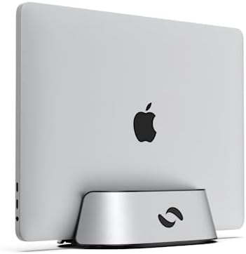 HumanCentric Vertical Laptop Stand in Silver Aluminum, Adjustable by HumanCentric