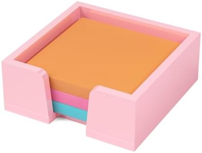 Beego Sticky Note Holder Organizer - 3x3 in Lightpink Acrylic Notepad Holder Acrylic Sticky Note Dispenser Cute Memo Holder (NO PADS) for Dorm Room Office Desk Organization by beegoofficial