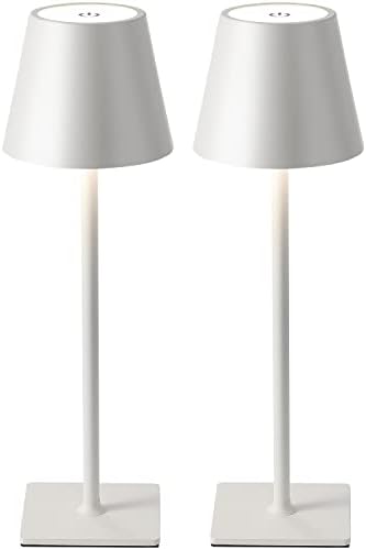 KDG 2 Pack Cordless White Table Lamps, Rechargeable Portable LED Desk Lamps by KDG