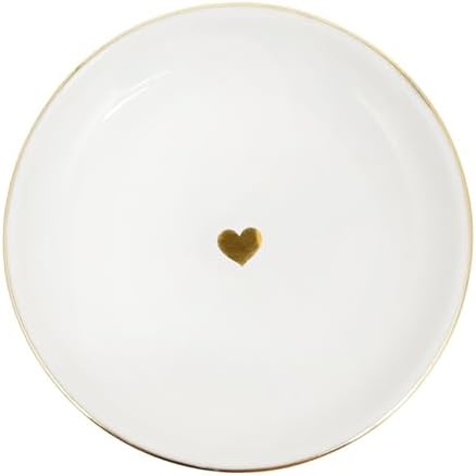 Sweet Water Decor Gold Heart Jewelry Dish Tray - Elegant Ceramic Ring Dish for Home Decor, Bridal Parties, Jewelry Storage, Rings, and Earrings Organizer by SweetWaterDecor