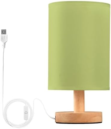 DOMIKING Soft Greens Pattern Bedside Table Lamp for Bedroom Small Lamps for Nightstand Lamp with Round Fabric Shade Night Light Lamps for Living Room Nursery Home Office Dorm by DOMIKING