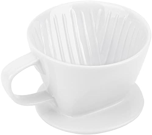 Segarty Pour Over Coffee Maker, Single Cup White Ceramic Coffee Dripper, Size No.2 Reusable Filter Cone Drip Holder Slow Brewer with 3 Holes Flat Bottom for Home, Office, Travel, Camping by Segarty
