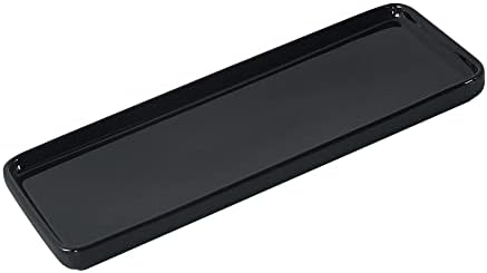 Black Ceramic Vanity Tray, Small Rectangle Tray, Counter Tray for Kitchen Sink, Marble Bathroom Tray, Organizer for Candle, Soap, Jewelry, Perfume, Towel Holder for Decoration Bedroom(Large) by Floatant