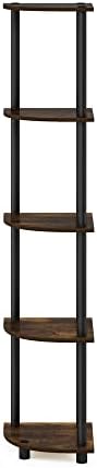 Furinno TURN-N-TUBE Corner Shelf, 5-Tier Corner Bookshelf, Open Storage Shelves, for Organization and Storage, Living Room, Home Office, Garage, Bedroom, Amber Pine - Image 4