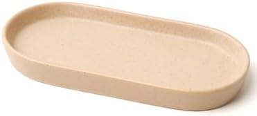 Matte Beige Ceramic Bathroom Tray, Minimalist Vanity Organizer Dish by SHIIANN