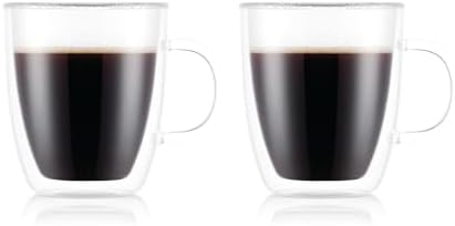 Bodum 15oz Bistro Double Wall Insulated Mug, High-Heat Borosilicate Glass, Set of 2, Clear - Image 2