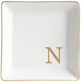 Fmeida Personalized Jewelry Dish Tray with Initial, Gifts for Women Bride by Fmeida