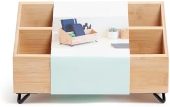 Bamboo Desk Organizer 3 Compartments 10x4.8x6 Inch Wood Tone - Image 3