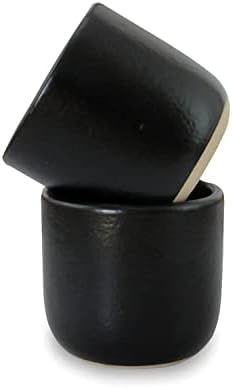 roro 8 oz Matte Black Ceramic Tea Cups, Set of 2 – Handmade Stoneware Coffee & Espresso Cups, Lead-Free, Dishwasher Safe by Roro