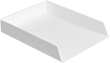 Amazon Basics Rectangular Plastic Desk Organizer, Letter Size Tray for Documents, 13 x 9.7 x 2.2 inches, White, 2-Pack - Image 2