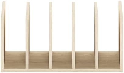 Furinno HERMITE Desk File Folder Organizers, 5-Space Vertical Desktop Office Organization Racks, Desk Top Display Book Shelf, for Paper, Office Supplies, Magazine, Bauhaus Oak - Image 6