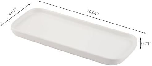 VanEnjoy Set of 2 White Ceramic Tray for Kitchen Counter, White Vanity Tray for Bathroom Counter, Long Narrow Tray for Soap Bottles - Image 2