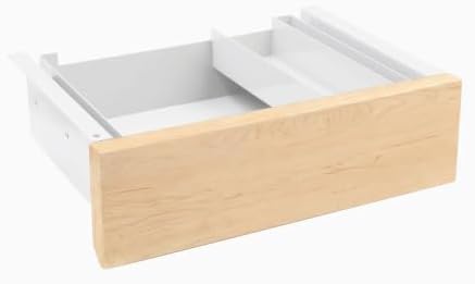 Desky Minimal Under Desk Drawer Slim Steel Storage Drawer for Sit-Stand Desks Dual Level Maple Hardwood Finish - White Frame by Desky
