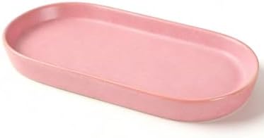 Matte Pink Ceramic Bathroom Tray, Aesthetic Vanity Organizer Dish by SHIIANN