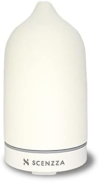 Ceramic Essential Oil Diffuser - 10 Watt Ultrasonic Aromatherapy Portable Air Diffuser- Promote Sleep Moisturize The Air & Eliminate Odor - Suitable for Home and Office - 160ml (White) by Scenzza