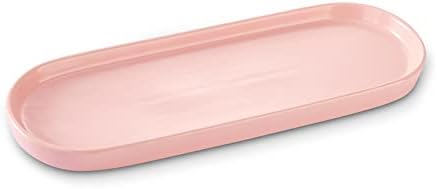 Ceramic Sink Tray, Bathroom Counter Tray, Bathtub Tray, Cosmetics Dish, Candle Tray, Perfume Shampoo Liquid Soap Tray Simple Style Design Suit for Bathroom and Kitchen (Pink) by CosyCorner