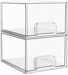 Vtopmart 2 Pack Small Clear Stackable Storage Drawers for Desk, Countertop by Vtopmart