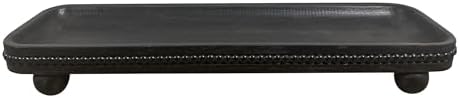 Dwellington Oval Wooden Decorative Tray, Farmhouse Style, Beaded Serving Tray for Living Room, Coffee Table (Black) by dwellington
