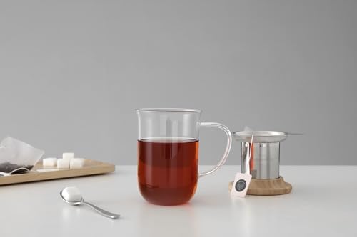 VIVA Minima Balance Glass Tea Cup with Infuser and Lid, 17oz, Clear Bamboo - Image 5