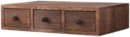 Wood Desktop Organizer Office Supplies Organizer with Drawer Versatile Cosmetic Organizer for Sticky Notes Stamps Paper Clips, 3 Drawer by IEUDNS