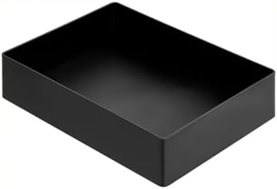 Amazon Basics Rectangular Plastic Desk Organizer with Storage Trays, Accessory Tray for Office Supplies and Pen Holder, 9.4 x 6.7 x 2 inch, Black by AmazonBasics