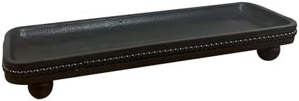 Dwellington Oval Wooden Decorative Tray, Farmhouse Style, Beaded Serving Tray for Living Room, Coffee Table (Black) - Image 2