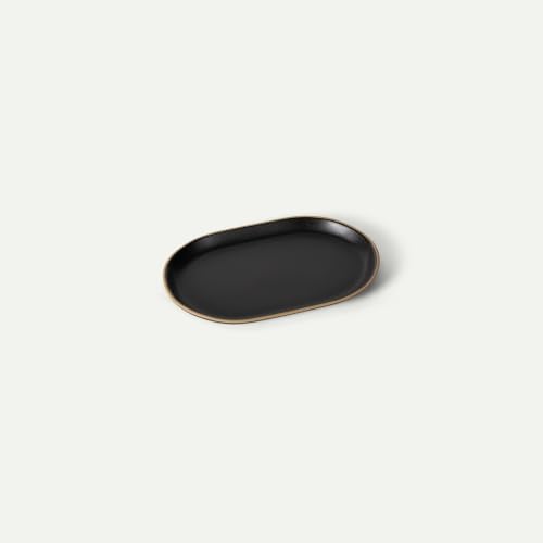 Mora Ceramic Decorative Tray - 9.4in Dish for Jewelry, Perfume, Makeup, Accessories, Candle, in the Bathroom Vanity, Bedside, or Kitchen Counter. Cute Organizers - Night by MORA