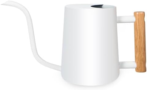 Watering Can Indoor Plants, 35oz Small Stainless Steel Metal Watering Can Modern Decorative Watering Pot with Long Spout for Indoor House Plant Bonsai Outdoor Garden Flowers -White by GUKJOB