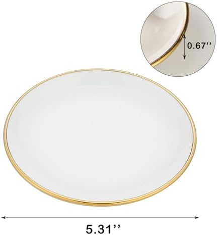 VanEnjoy 5.3 Inch Jewelry Dish Tray Small Jewelry Tray for Women White Ceramic Trinket Dish Catch All Tray for Ring Earring Necklace Bracelet Key - Image 2
