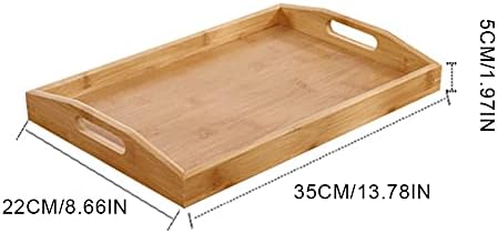 Ochine Bamboo Serving Tray with Handles Rectangular Wooden Breakfast Food Trays Natural Wood Tea Coffee Tray Decorative Counter Table Tray for Home Office Kitchen Bathroom and Weddings Parties 1 Pack - Image 2