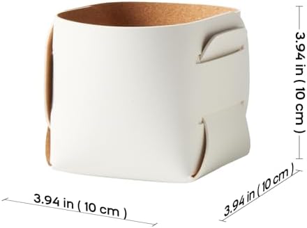 HOMIEAZICOZI 2-Pack Cork Leather Desk Accessories Storage - Pencil Pen Holder - Makeup Brush Holder Organizer - Stylish Addition to Home Decor (White) - Image 3