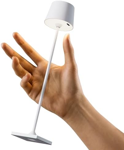 Timjorman Compact Cordless Table Lamp, Rechargeable LED Night Light, Dual Light Source (RGB Top & Warm Bottom), Touch Control & Timer, Metal Lamp for Bedroom & Kids Room (White 1PACK) by Timjorman