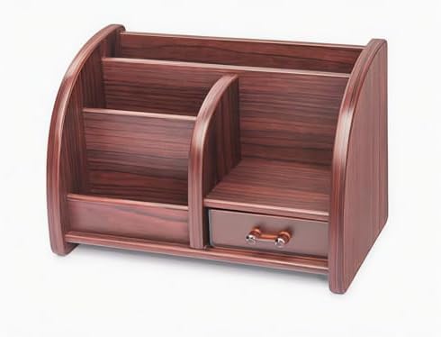 Wooden desktop storage box, office stationery storage stand, wooden pen holder(red-brown) by Unknown
