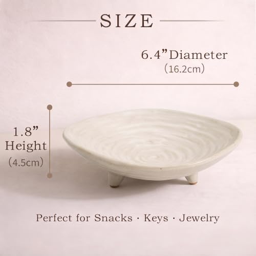 Small Decorative Bowl, 6” Ceramic Key Bowl for Entryway Table, Multi-Purpose Decorative Bowls for Candy, Jewelry and Home Decor（Retro White） - Image 6