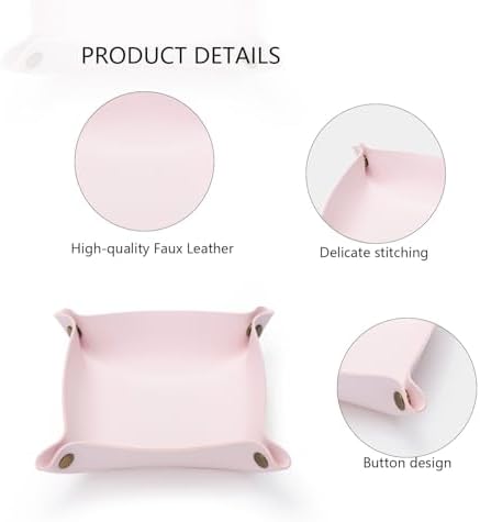 Canvas Storage Tray Cotton Key Catchall Stylish Organizer for Small Items Lightweight Design (Pink,Small) - Image 4