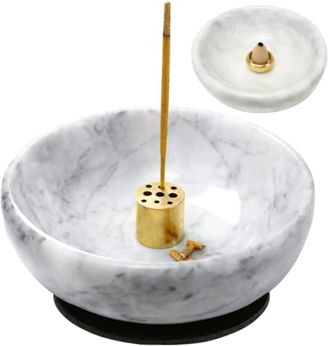 Vrupin Natural Marble Incense Burner, Handmade Incense Stick Incense Burner Reflux Burner, Ideal for use in Meditation, Incense Smokers and Decoration. (Grey) by Vrupin