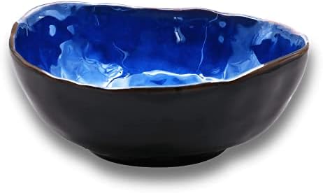 8 Inch Ceramic Decorative Bowl, Blue Reactive Glaze Centerpiece by VOMANA