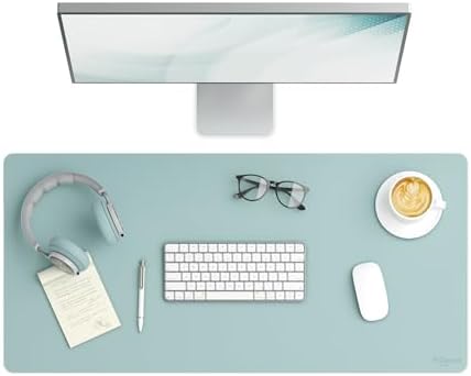 Smead Vegan Leather Desk Pad Mat, Office Desk Mat, Large, Superior Blue by SMEAD