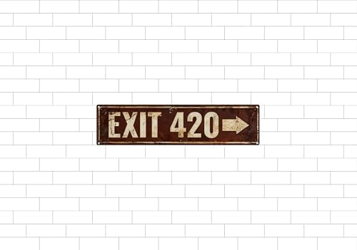 Vintage Tin Exit 420 Sign Retro Metal Sign Suitable For Home Street Shop Garage Bar Farm Garden - Multi-Purpose For Indoor/Outdoor Use Plaque 4x16 Inch - Image 6