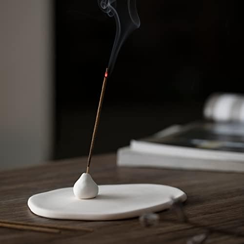 Handmade Incense Holder Irregula Plain Ceramic Stick Incense Holders Pomelo Pumpkin Incense Burner for Home Decor Yoga Meditation Zen (Pomelo White) - Image 2