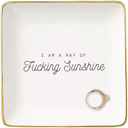 Meaningful Christmas Gifts,Inspirational Quotes Gifts-Rude Affirmations Reminder Present-Positive Motivational Encouragement Present,Jewelry Tray Trinket Holder Ring Dish-You Are a Ray of Sunshine by NZY