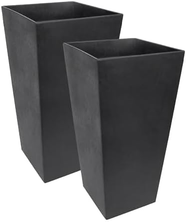Tierra Verde Sonata Self-Watering Square Planters, Black, 14" x 28", 2-Pack by TierraVerde