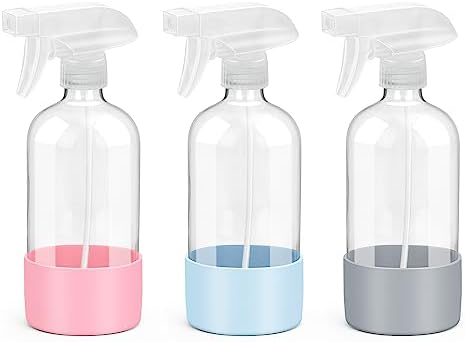 Glass Spray Bottles - 3 Pack 16 oz Spray Bottles with Silicone Sleeves by Rionisor%E2%80%94%E2%80%94HomeEssentials