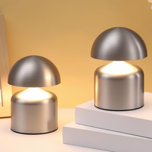 2 Pack Mushroom LED Table Lamp, Silver by Unknown
