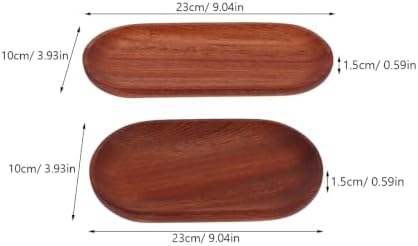 VOSAREA 2PCS Oval Wood Tray Japanese Wooden Tray Set - Image 2
